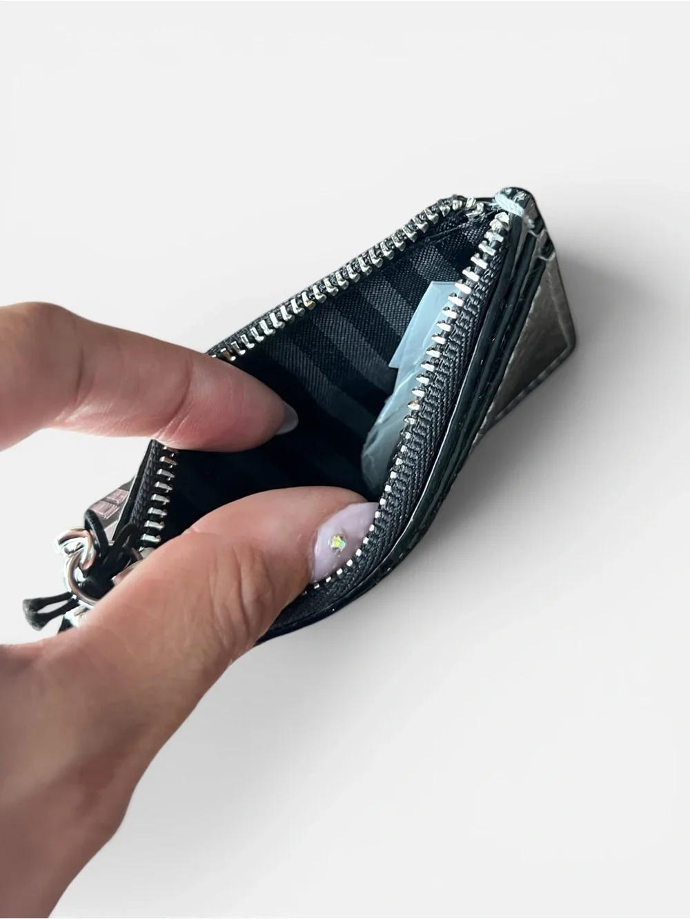 Coach Black Signature Zip Card Case
